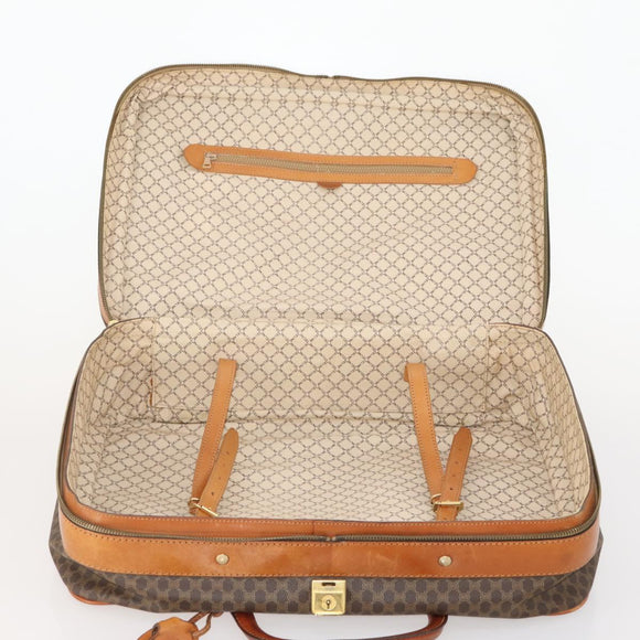 CELINE Macadam Canvas Hand Bag Trunk PVC Leather Brown Gold Auth bs34844A