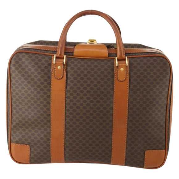 CELINE Macadam Canvas Hand Bag Trunk PVC Leather Brown Gold Auth bs34844A