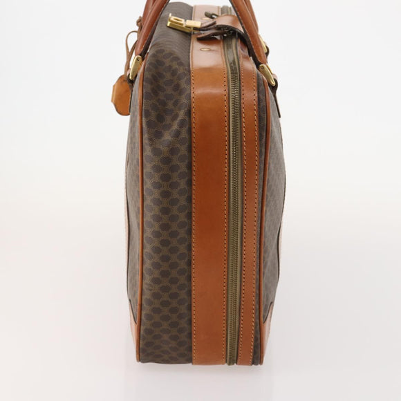CELINE Macadam Canvas Hand Bag Trunk PVC Leather Brown Gold Auth bs34844A