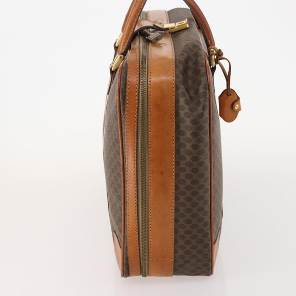 CELINE Macadam Canvas Hand Bag Trunk PVC Leather Brown Gold Auth bs34844A