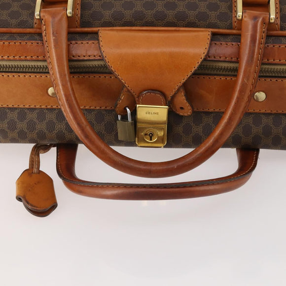 CELINE Macadam Canvas Hand Bag Trunk PVC Leather Brown Gold Auth bs34844A