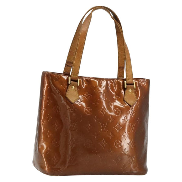 LOUIS VUITTON Monogram Vernis Houston Hand Bag Bronze M91122 LV Auth bs34850