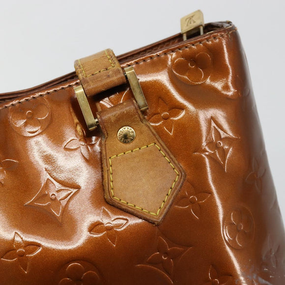 LOUIS VUITTON Monogram Vernis Houston Hand Bag Bronze M91122 LV Auth bs34850