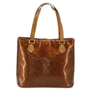 LOUIS VUITTON Monogram Vernis Houston Hand Bag Bronze M91122 LV Auth bs34850-2
