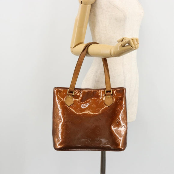 LOUIS VUITTON Monogram Vernis Houston Hand Bag Bronze M91122 LV Auth bs34850