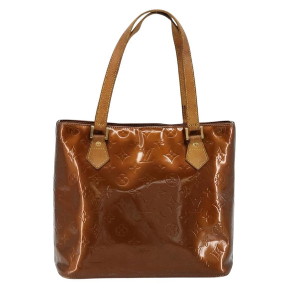 LOUIS VUITTON Monogram Vernis Houston Hand Bag Bronze M91122 LV Auth bs34850