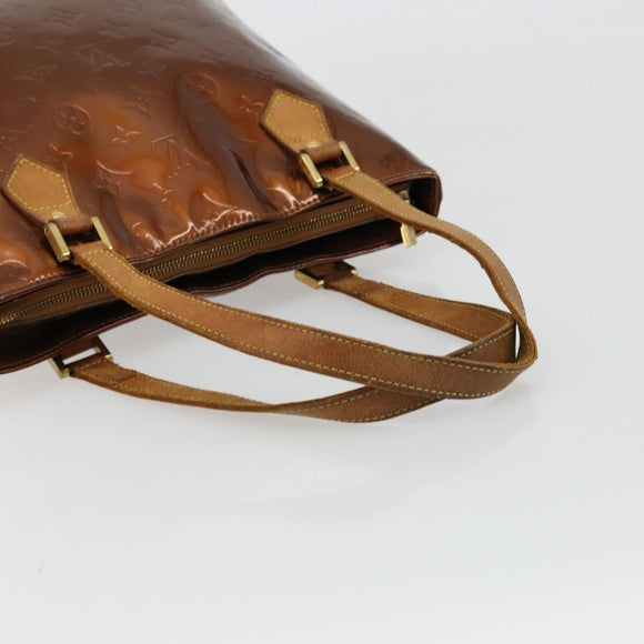 LOUIS VUITTON Monogram Vernis Houston Hand Bag Bronze M91122 LV Auth bs34850