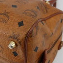 MCM Vicetos Logogram Boston Bag PVC Leather Brown Gold Auth bs34851A-10