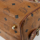 MCM Vicetos Logogram Boston Bag PVC Leather Brown Gold Auth bs34851A-12
