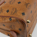 MCM Vicetos Logogram Boston Bag PVC Leather Brown Gold Auth bs34851A-13