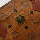 MCM Vicetos Logogram Boston Bag PVC Leather Brown Gold Auth bs34851A-15