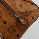 MCM Vicetos Logogram Boston Bag PVC Leather Brown Gold Auth bs34851A-16