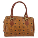 MCM Vicetos Logogram Boston Bag PVC Leather Brown Gold Auth bs34851A-3
