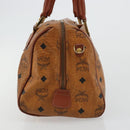 MCM Vicetos Logogram Boston Bag PVC Leather Brown Gold Auth bs34851A-5