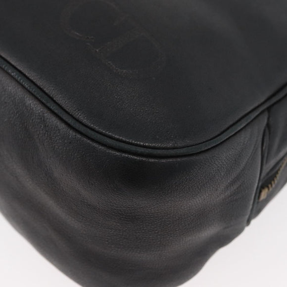 Christian Dior Shoulder Bag Leather Black Gold Auth bs34854