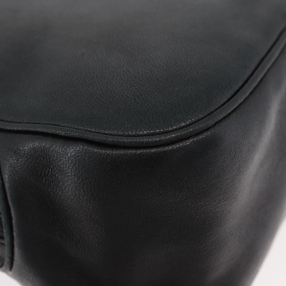 Christian Dior Shoulder Bag Leather Black Gold Auth bs34854