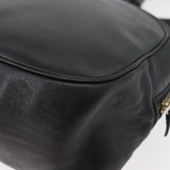 Christian Dior Shoulder Bag Leather Black Gold Auth bs34854