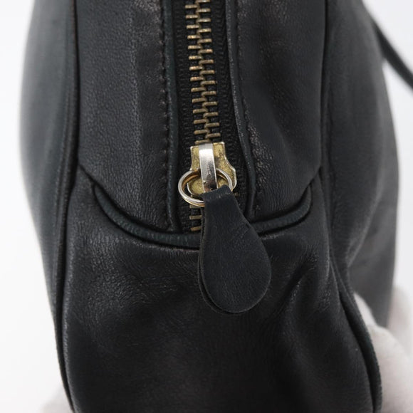 Christian Dior Shoulder Bag Leather Black Gold Auth bs34854