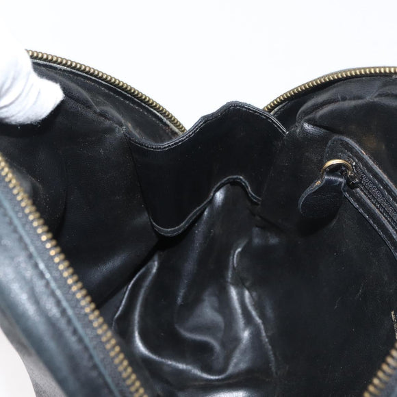 Christian Dior Shoulder Bag Leather Black Gold Auth bs34854