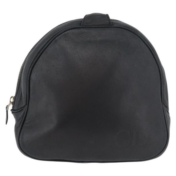 Christian Dior Shoulder Bag Leather Black Gold Auth bs34854