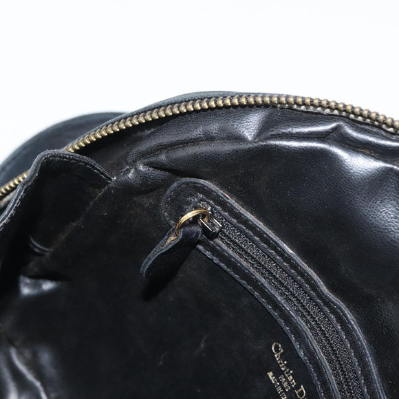 Christian Dior Shoulder Bag Leather Black Gold Auth bs34854