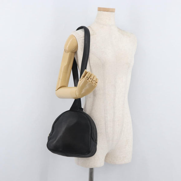 Christian Dior Shoulder Bag Leather Black Gold Auth bs34854