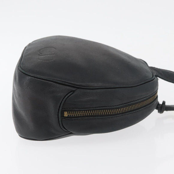 Christian Dior Shoulder Bag Leather Black Gold Auth bs34854