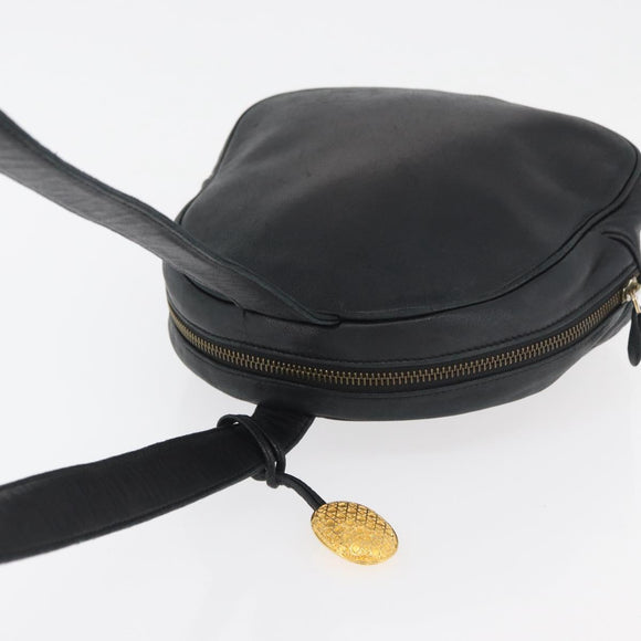 Christian Dior Shoulder Bag Leather Black Gold Auth bs34854