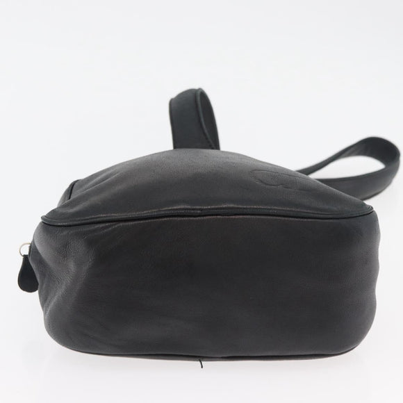 Christian Dior Shoulder Bag Leather Black Gold Auth bs34854