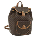 CELINE Macadam Canvas Backpack PVC Leather Brown Gold Auth bs34855-1