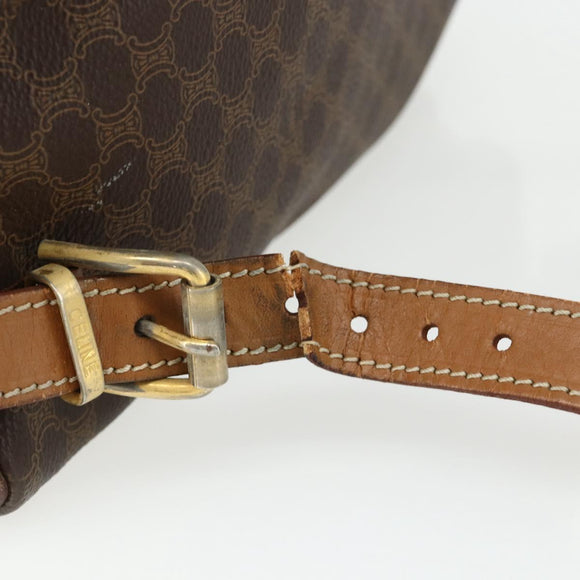 CELINE Macadam Canvas Backpack PVC Leather Brown Gold Auth bs34855