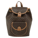 CELINE Macadam Canvas Backpack PVC Leather Brown Gold Auth bs34855-13