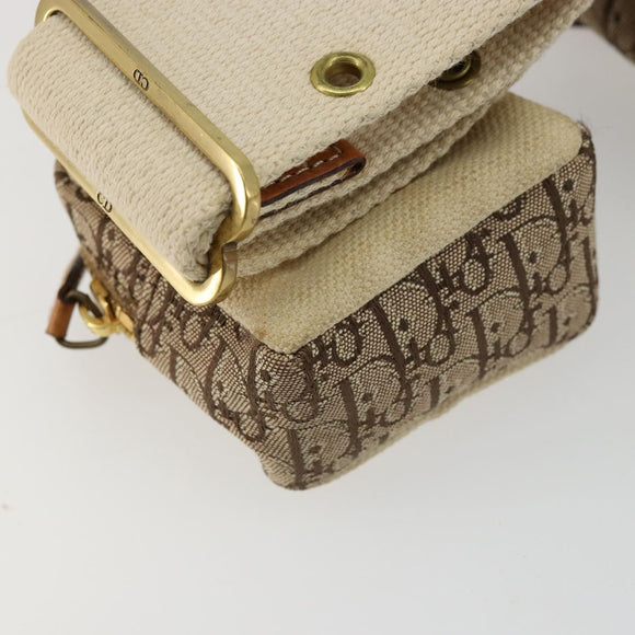 Christian Dior Trotter Canvas Belt Bag Street Chic Beige Gold Auth bs34856A