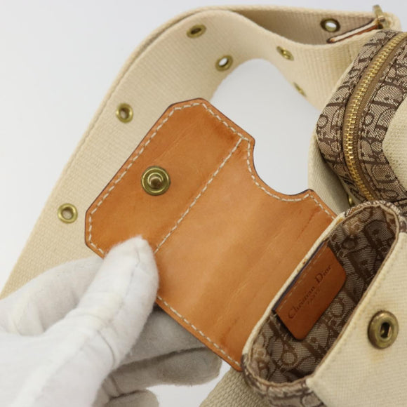 Christian Dior Trotter Canvas Belt Bag Street Chic Beige Gold Auth bs34856A