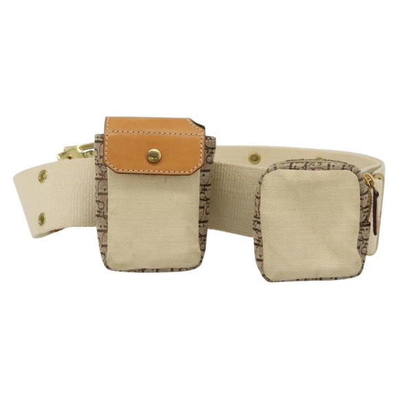 Christian Dior Trotter Canvas Belt Bag Street Chic Beige Gold Auth bs34856A