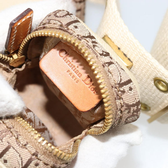Christian Dior Trotter Canvas Belt Bag Street Chic Beige Gold Auth bs34856A
