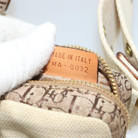 Christian Dior Trotter Canvas Belt Bag Street Chic Beige Gold Auth bs34856A