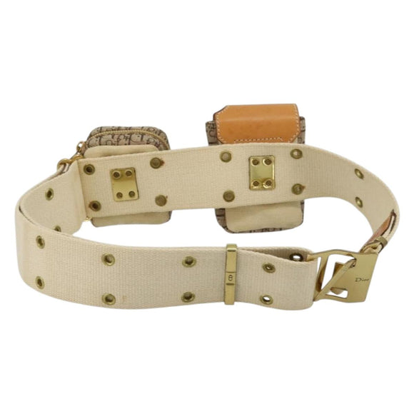 Christian Dior Trotter Canvas Belt Bag Street Chic Beige Gold Auth bs34856A