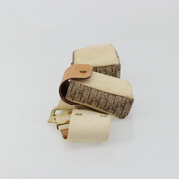 Christian Dior Trotter Canvas Belt Bag Street Chic Beige Gold Auth bs34856A
