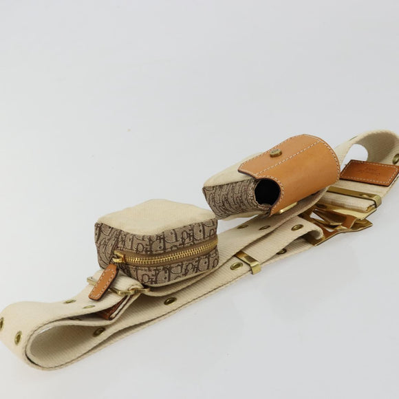 Christian Dior Trotter Canvas Belt Bag Street Chic Beige Gold Auth bs34856A