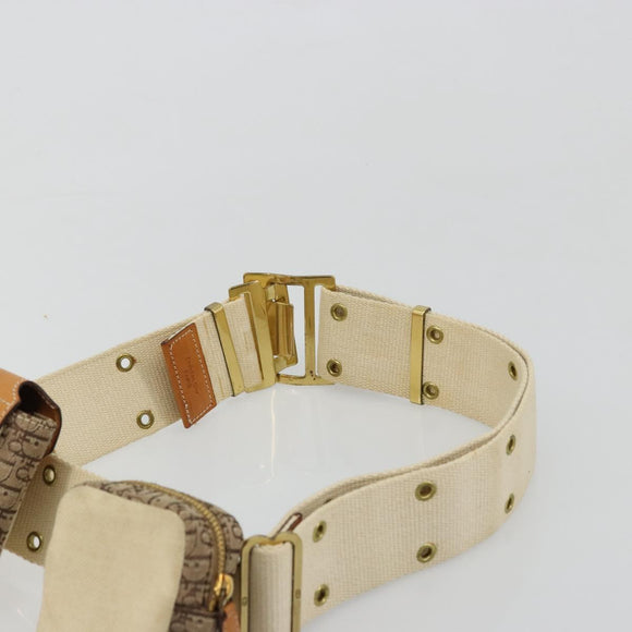 Christian Dior Trotter Canvas Belt Bag Street Chic Beige Gold Auth bs34856A