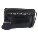 Christian Dior Shoulder Bag Leather Navy Gold Auth bs34858-1