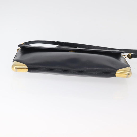 Christian Dior Shoulder Bag Leather Navy Gold Auth bs34858