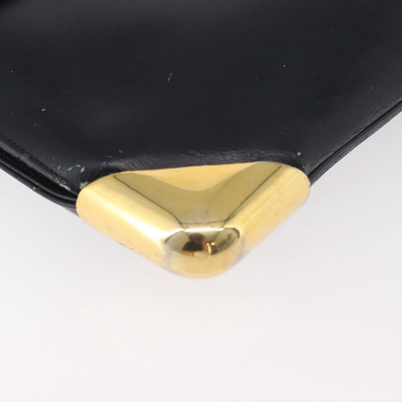 Christian Dior Shoulder Bag Leather Navy Gold Auth bs34858