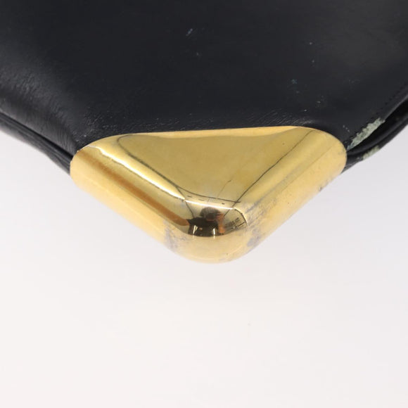 Christian Dior Shoulder Bag Leather Navy Gold Auth bs34858