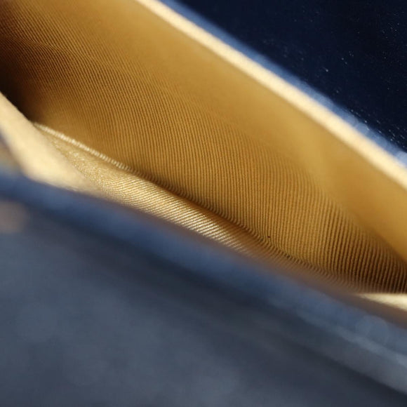 Christian Dior Shoulder Bag Leather Navy Gold Auth bs34858