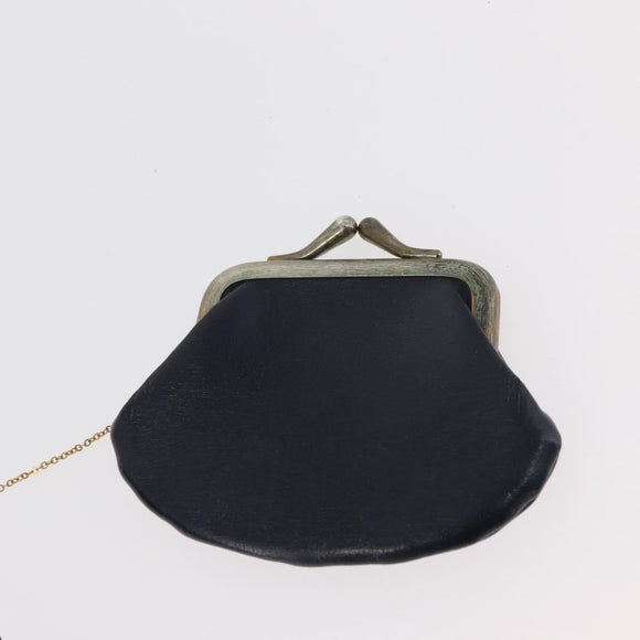 Christian Dior Shoulder Bag Leather Navy Gold Auth bs34858