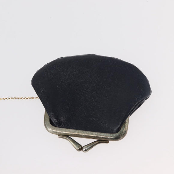 Christian Dior Shoulder Bag Leather Navy Gold Auth bs34858