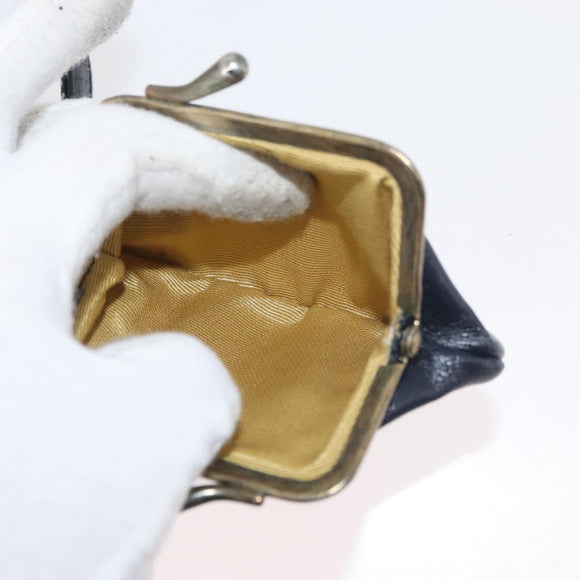 Christian Dior Shoulder Bag Leather Navy Gold Auth bs34858