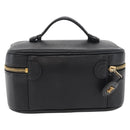 CHANEL Vanity Hand Bag Caviar Skin Black Gold CC Auth bs34860-2